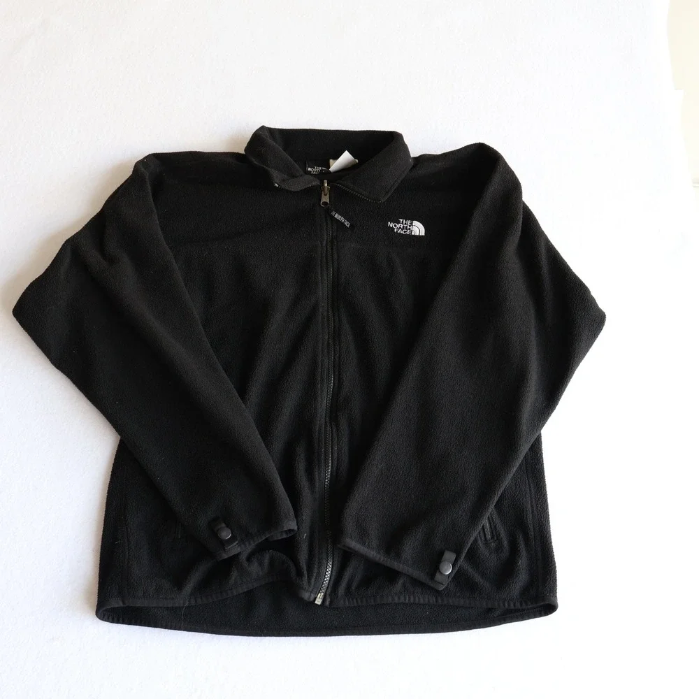 The North Face Mens Black Fleece Full-Zip Jacket Size Large Pockets